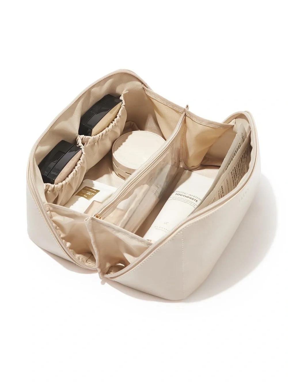 Beige Travel Cosmetic Organizer Pouch